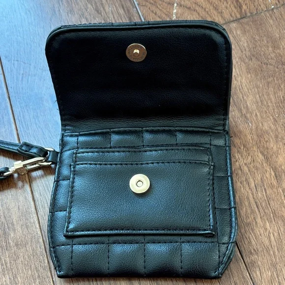 Steve Madden Black Quilted Wristlet with Gold Accents - Picture 3 of 5